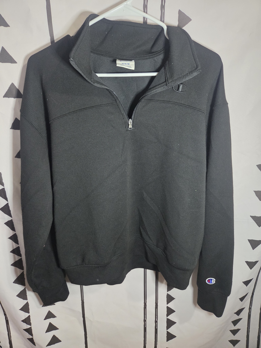 Champion Men's Black Quarter-Zip Pullover Sweatshirt